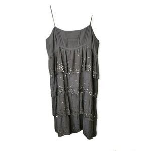 Massimo Dutti GREY SEQUIN PARTY DRESS 100% Silk Size 10